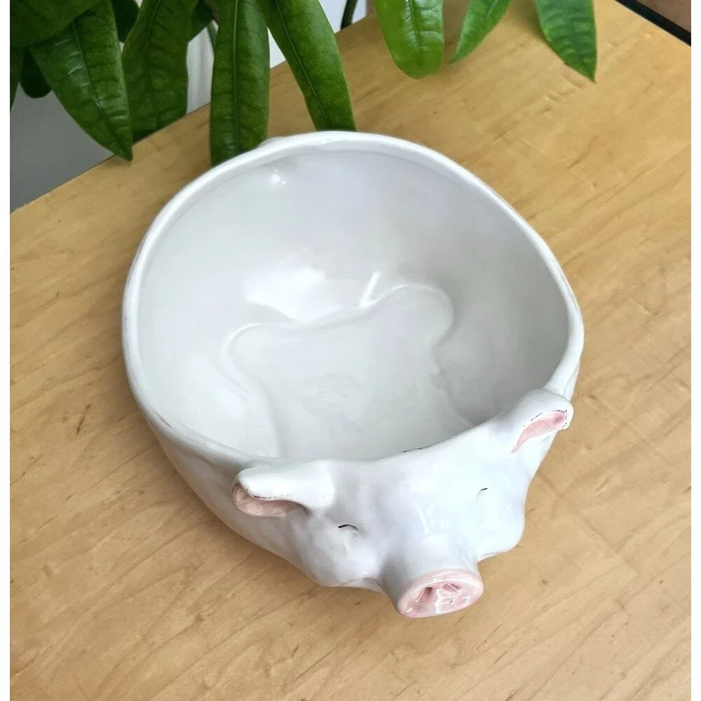Pier 1 Imports Pig Serving Bowl Ceramic White Farmhouse Kitchen Decor